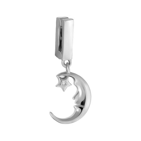 Подвеска-шарм Полумесяц и звезда из серебра с фианитом