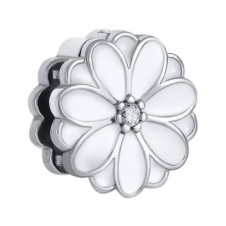 Подвеска-шарм TALANT Цветок из серебра с эмалью и фианитами