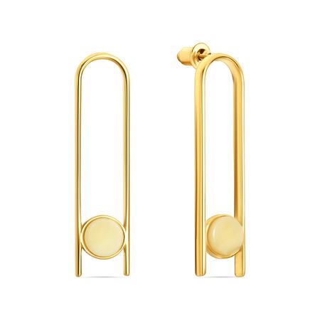 Серебряные серьги с янтарем и позолотой