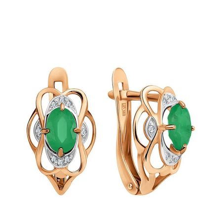 Золотые серьги с агатами и бриллиантами