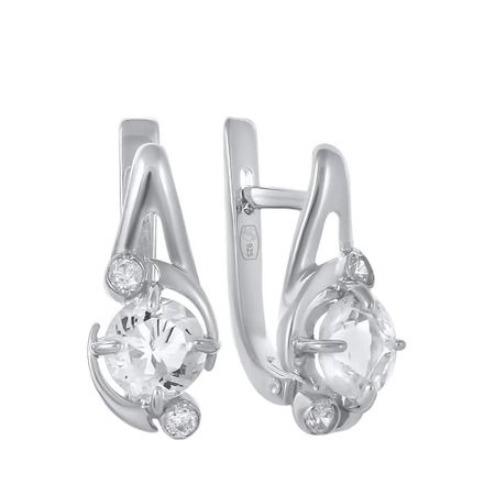 Серьги из серебра с ювелирными кристаллами и фианитами