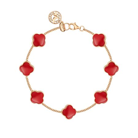 Золотой браслет с кораллом из коллекции КЛЕВЕР брелок my lucky charm клевер металл