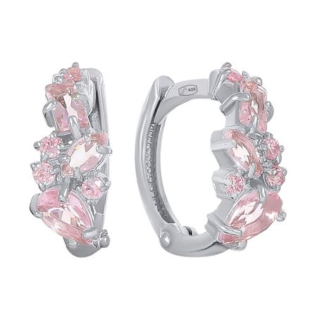 Серьги из серебра с ювелирными кристаллами и фианитами