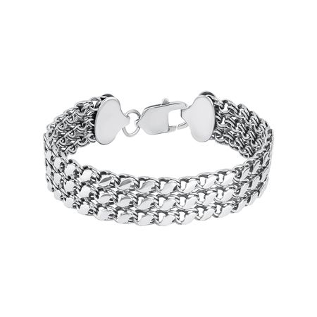 Серебряный браслет ручного плетения Черепаха с чернением