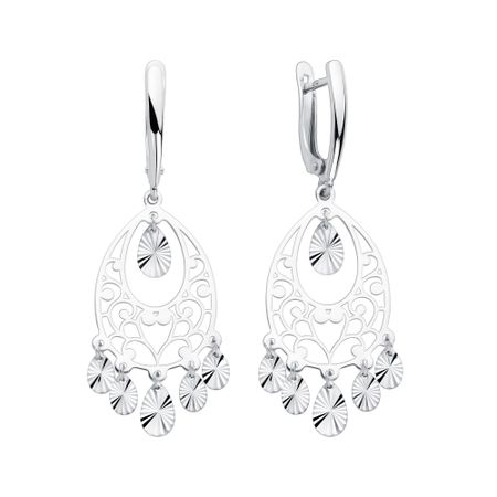 Серебряные серьги с алмазной гранью и родированием