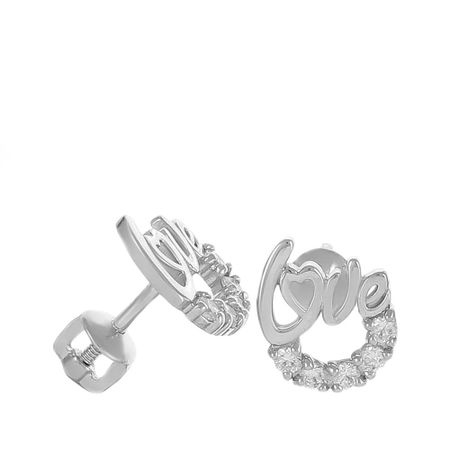 Серьги-пусеты LOVE из серебра с фианитами viva la vika серьги shapes of love earrings gold