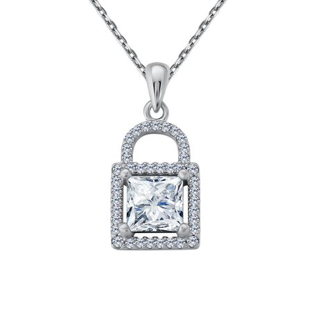 Серебряная подвеска с фианитами и родированием