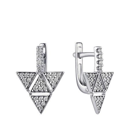 Серебряные серьги Треугольник с фианитами чертежный стамм s линейка 15см треугольник 30 треугольник 45 транспортир