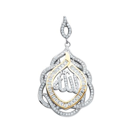 Серебряная подвеска с фианитами и родированием с позолотой
