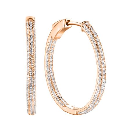 Серебряные серьги с фианитами и позолотой