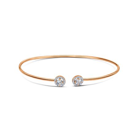 Золотой жесткий браслет с топазами Sky и фианитами с родированием