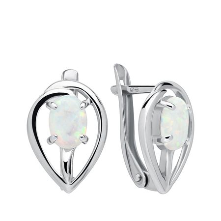 Серебряные серьги с опалами и родированием