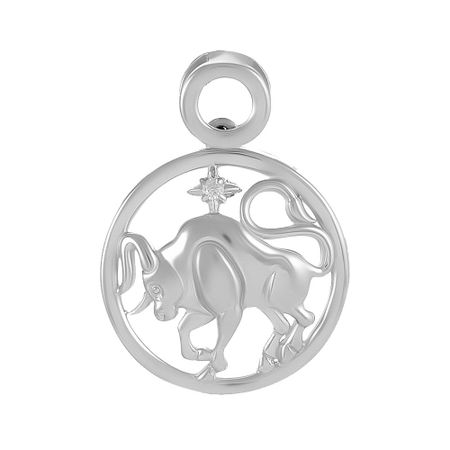 Серебряная подвеска с фианитом со знаком зодиака Телец
