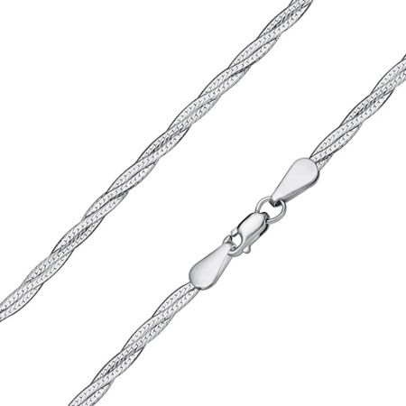 Серебряный браслет Косичка из 3 цепей с родированием тесьма джут косичка 4 см х 2 м