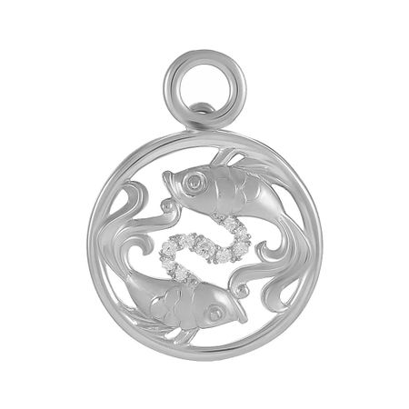 Серебряная подвеска с фианитами со знаком зодиака Рыбы