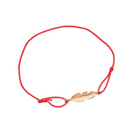Браслет на нитке с подвеской Перо из золота