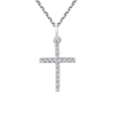 Серебряная подвеска Крест с фианитами и родированием