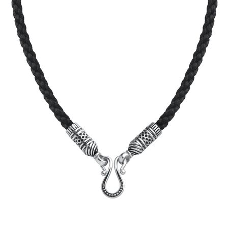 Серебряное колье на шнурке с родированием