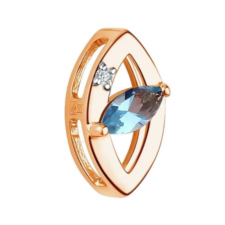 Золотая подвеска с топазом и бриллиантом с родированием