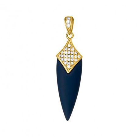 Серебряная подвеска с керамикой и фианитами с позолотой