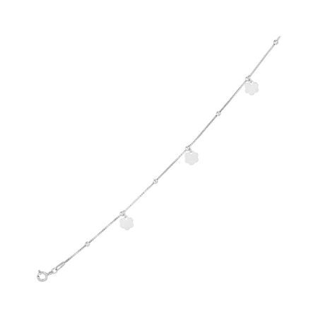 Серебряный браслет Цветок с родированием