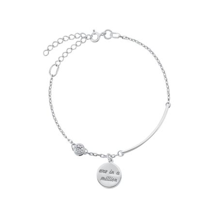 Серебряный браслет Оne in a million с фианитом и родированием
