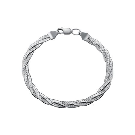 Серебряный браслет Косичка из 3 цепей с родированием тесьма джут косичка 4 см х 2 м