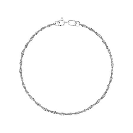 Серебряный браслет Сингапур с алмазной гранью и родированием