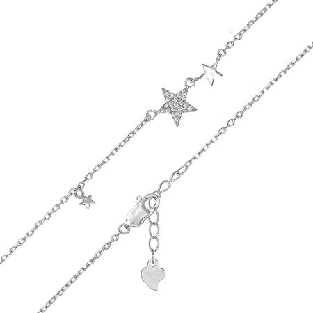 Серебряный браслет Звезда с фианитами и родированием хру ная люстра ловца солнца звезда нептуна 38 50 мм