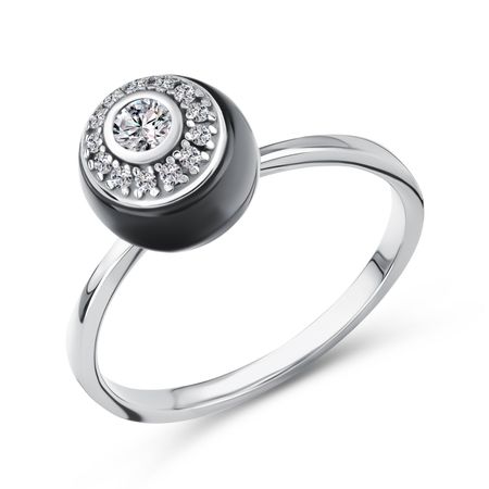 Серебряное кольцо с керамикой и фианитами