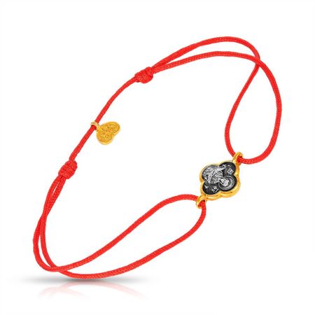 Браслет на нитке с серебряной подвеской Покров Пресвятой Богородицы с позолотой р. 15-23