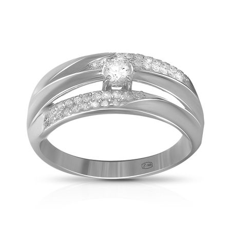 Кольцо из серебра с фианитом SWAROVSKI и фианитами