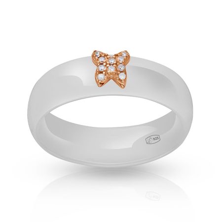 Кольцо из серебра с керамикой и фианитами