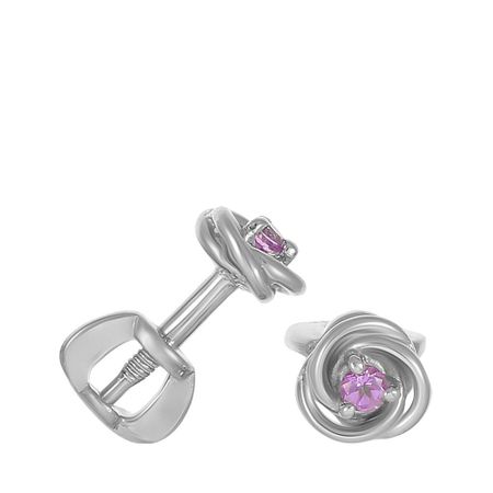 Серьги-пусеты из серебра с аметистами