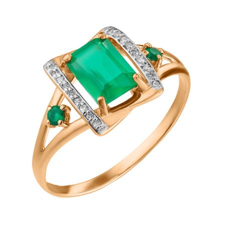 Золотое кольцо с агатами и бриллиантами