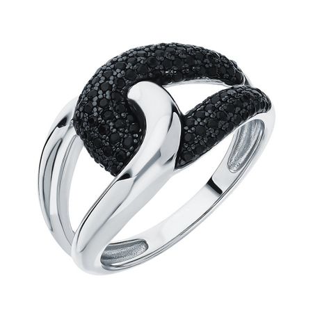 Серебряное кольцо с ювелирными кристаллами и родированием