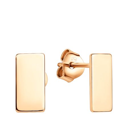 Серебряные серьги Прямоугольник с позолотой