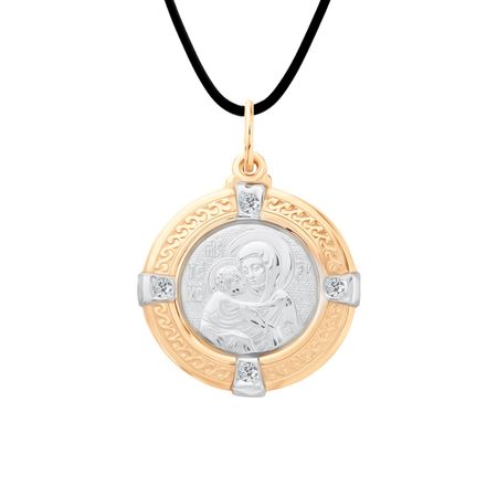 Золотая подвеска Икона Владимирская с фианитами