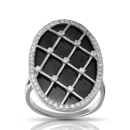 Кольцо из серебра с керамикой и фианитами