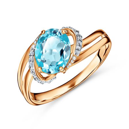 Золотое кольцо с ювелирным кристаллом и фианитами