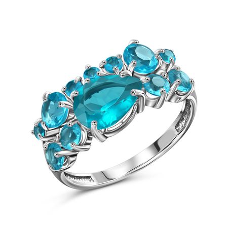 Серебряное кольцо с ювелирными кристаллами и родированием