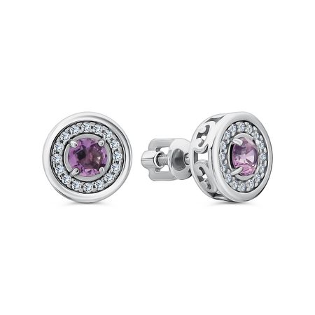 Серебряные серьги с алпанитами и фианитами с родированием
