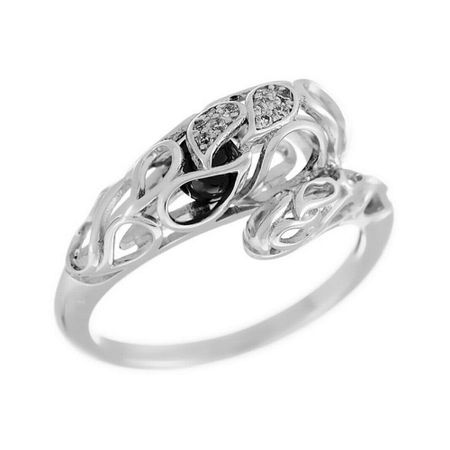 Серебряное кольцо с керамикой и фианитами