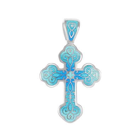 Серебряный крест Спаси и Сохрани с эмалью