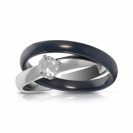 Кольцо из серебра с керамикой и фианитом