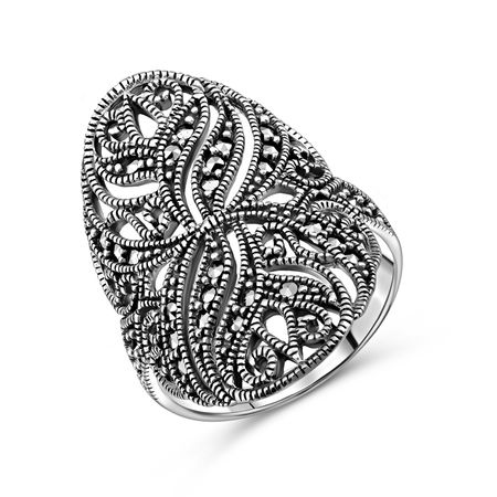 Серебряное кольцо с марказитами и чернением