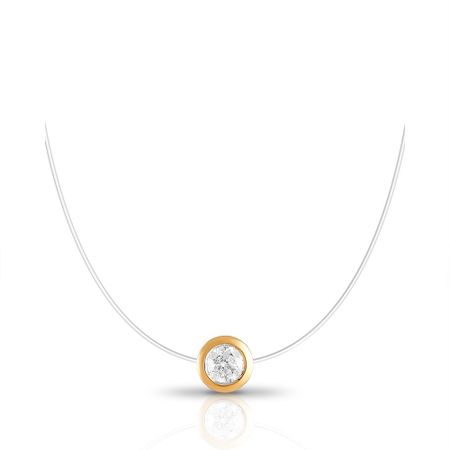Золотое колье на леске с бриллиантом