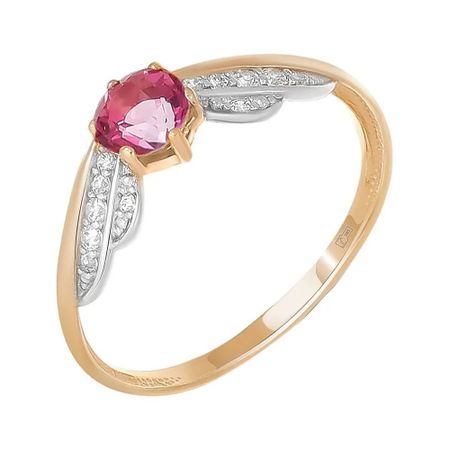 Кольцо TALANT из золота с топазом Pink и фианитами