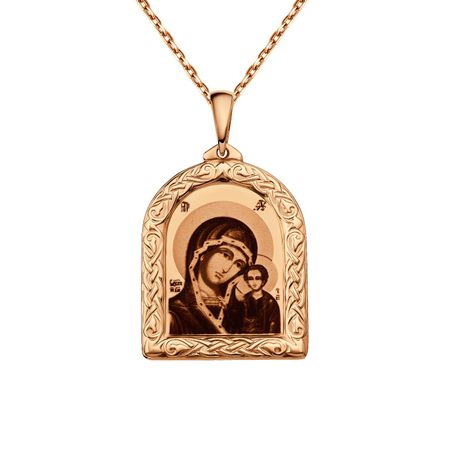 Золотая подвеска Икона Казанской Божией Матери