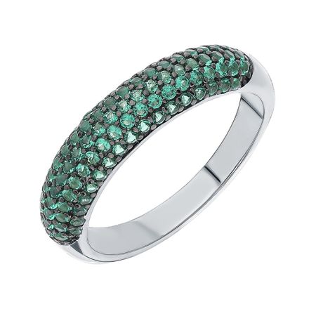 Серебряное кольцо с кристаллами и родированием